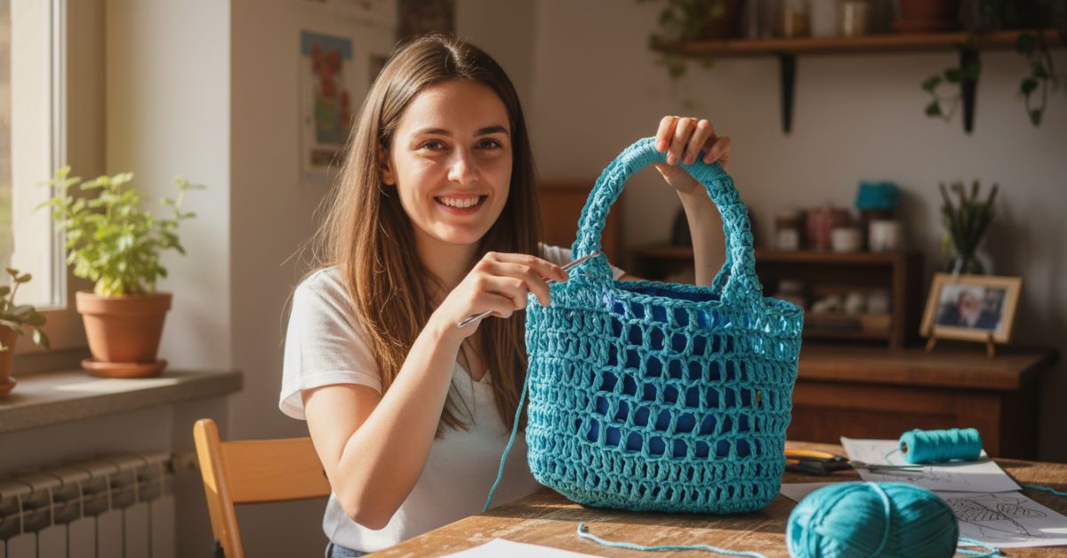 Borsa in rafia a uncinetto il tutorial semplice per l'accessorio top dell'inverno