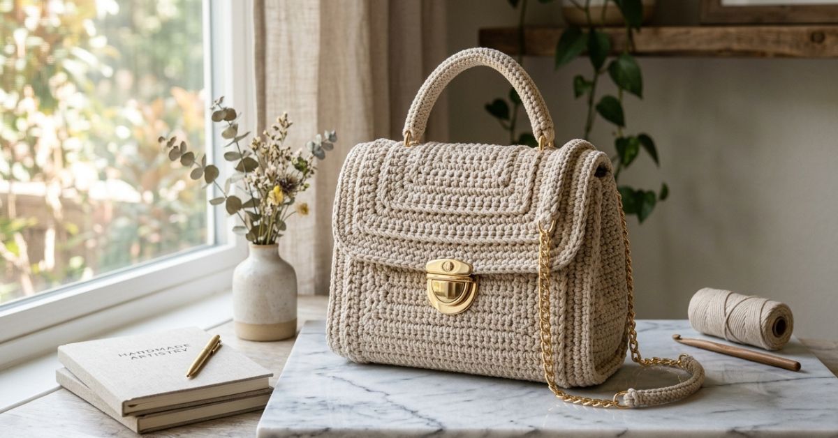 Borsa a mano uncinetto tutorial eleganza classica da realizzare con il cordino perfetto