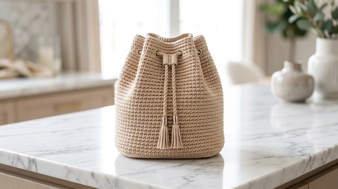 Borsa uncinetto secchiello tutorial: come fare la sacca intramontabile con cordino chic