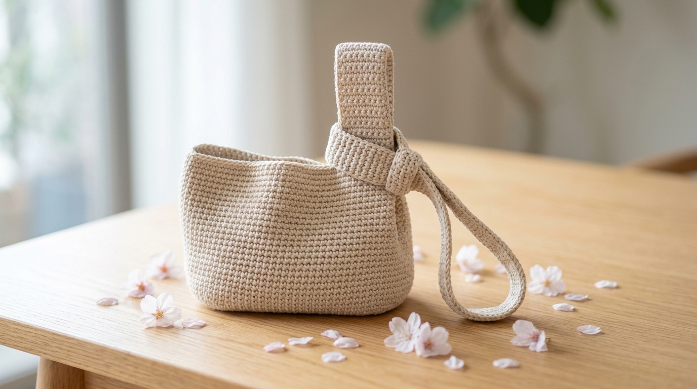 Borsa giapponese uncinetto tutorial: il modello knot bag con il manico asimmetrico da fare